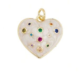 Colorful Rhinestone Enamel Heart Charm Pendant